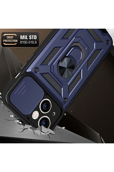 SKYDDAR INNOVATION Carcasă pentru iPhone 14 Pro, CamShield, albastră, set de autocolante