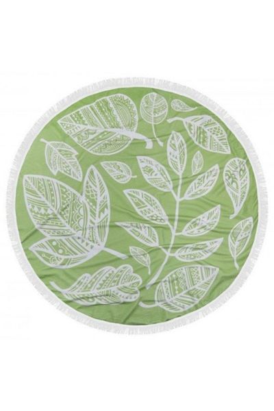 Lenjerii Deosebite Prosop de plajă rotund 100% bumbac cu ciucuri, Fouta Frunze