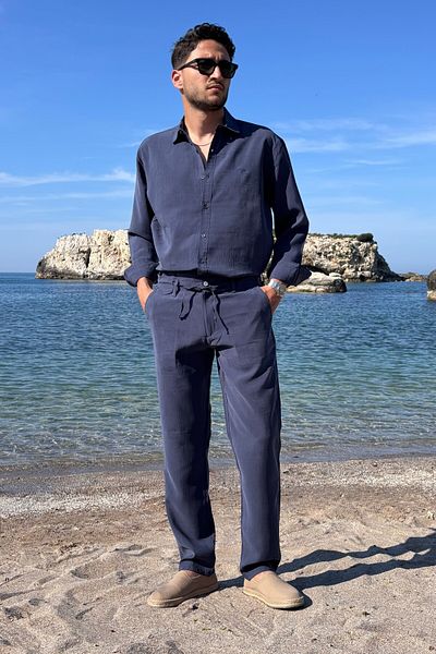 inpool Men'S, Modal, Old Money Culture, Regular Fit, Hi-Quality Shirt-Pants Suit G15-304