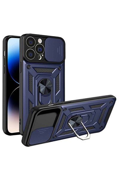 SKYDDAR INNOVATION Carcasă pentru iPhone 14 Pro, CamShield, albastră, set de autocolante