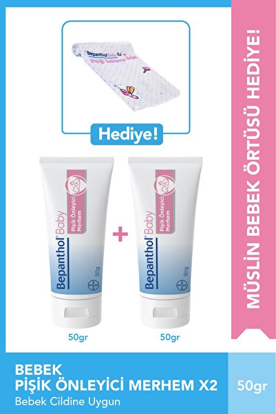 Bepanthol Pişik Önleyici Merhem 50g 2'li Paket Müslin Bebek Örtüsü