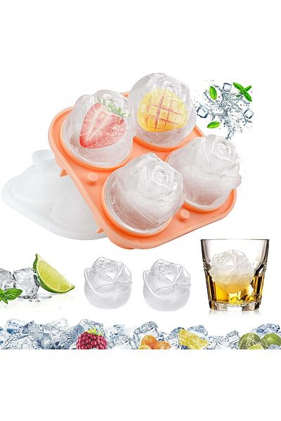 Yelajoy Rose Ice Cube Tray, Silicone Reusable Molds, Flexible Ice Balls, Perfect for Cocktails & Drinks