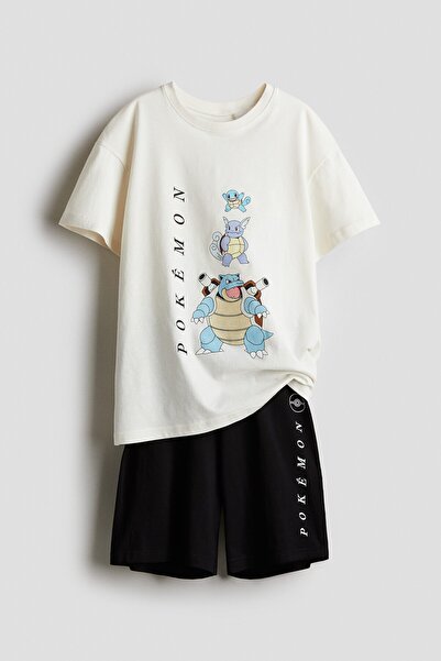 H&M Pamuklu ve Baskılı Pijama Takımı