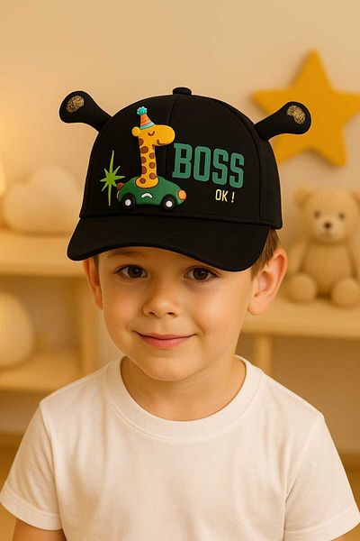 gigigiyim Giraffe Patterned Eared Boy's Hat