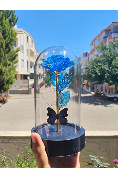 Home Terapix Işıklı Sonsuzluk Gülü Fanus Kelebekli Hediye Kelebek Buketi Sevg...