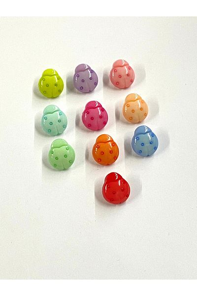 karantuhafiye Baby Button / Ladybug Model 1 / 10 Pieces / Orange