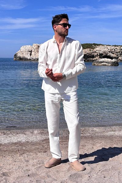 inpool Men'S, Modal, Old Money Culture, Regular Fit, Hi-Quality Shirt-Pants Suit G15-304