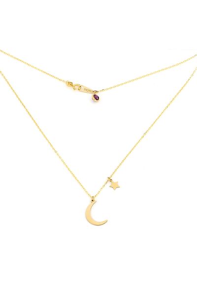 MOHI Fine Jewellery Lant model semiluna si stea din aur galben de 14k