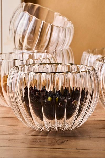 Perotti Bowy Line 6-Piece Double Wall Glass Sauce Bowl, Jam Bowl, Dragee Bowl, Turkish Delight Bowl 9X5,5 cm