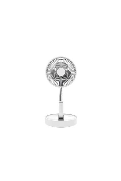 FOXMAG24 Portable table fan, foldable, telescopic, 4 speeds, battery-powered, non-slip, white