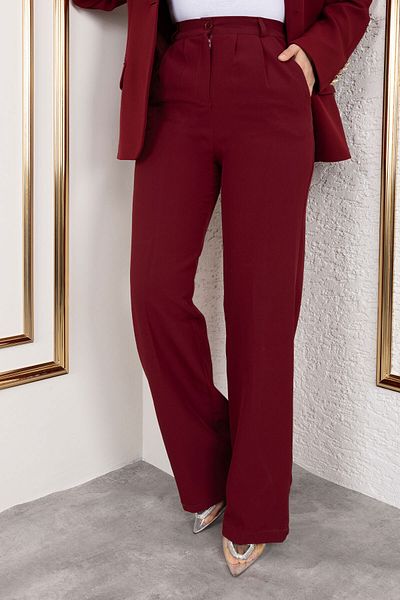 Tesettür Dünyası Elastic Waist Palazzo Trousers Tsd250176 Burgundy