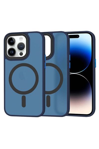 SKYDDAR INNOVATION Husă pentru iPhone 14 Pro, HaloFrost MagSafe, anti-șoc, set de autocolante, albastru marin
