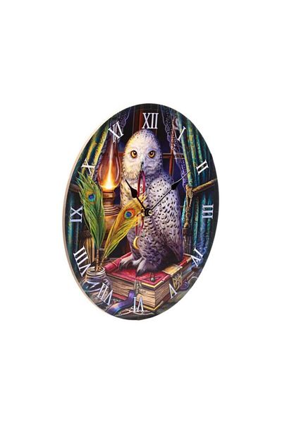 Puckator Owl wall clock, Lisa Parker "Guardian of Spells" - decorative artistic design