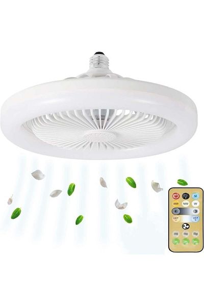 FOXMAG24 Ceiling fan with lighting, with white LED, diameter 23cm, lamp power 30W, white