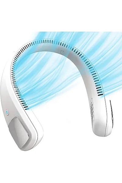 FOXMAG24 Portable air fan for neck, 3 speeds, battery, USB charging, white