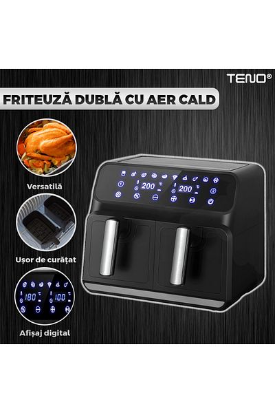 Teno Friteuza Dubla Fara Ulei Air Fryer Teno®, capacitate 8 L, 220-240 V, culoare negru