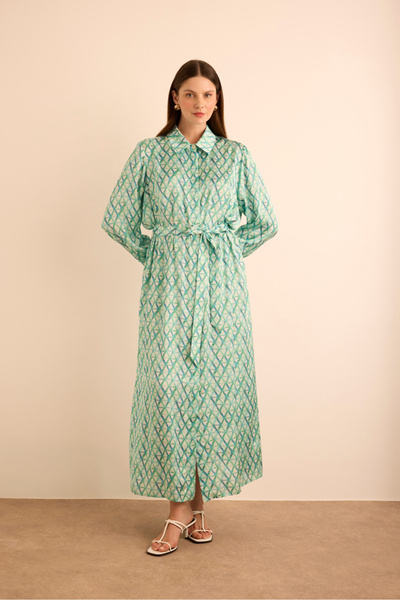 Aker Geometrik Desenli Gömlek Elbise