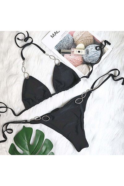 WildFashion 2-piece swimsuit with metallic rhinestone accessories SW2544-1