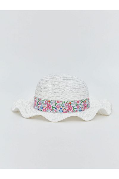 LC Waikiki New Season Flower Patterned Girl's Straw Hat - S5I373Z4
