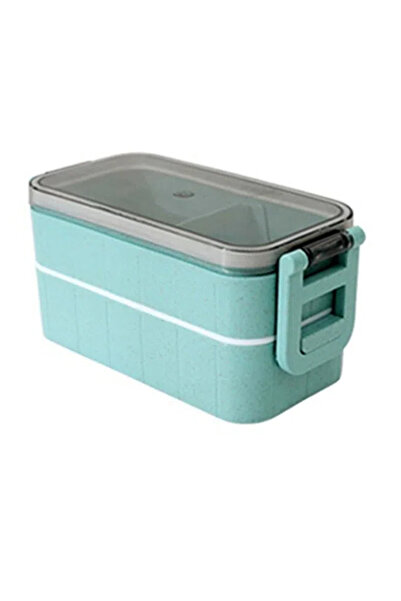 COOYA 1400ml Large Double Layer Lunch Box, Airtight and Leakproof, BPA Free, 17.5 x 8.1 x 8.5 cm, Blue