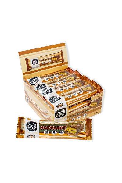 yubi bar Vegan Hazelnuts Protein Bars 12x35g – Gluten-Free, High Protein, Low Sugar – UK