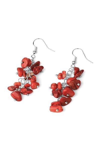 animis beauty Red Coral Chip Earrings, made of natural semi-precious stones