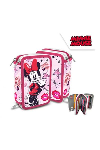 Disney Minnie Pen Case with 3 Compartments, 19.5x12x6.5 cm