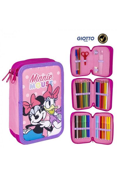 Disney Penar Minnie cu 3 compartimente, 13x20x7cm