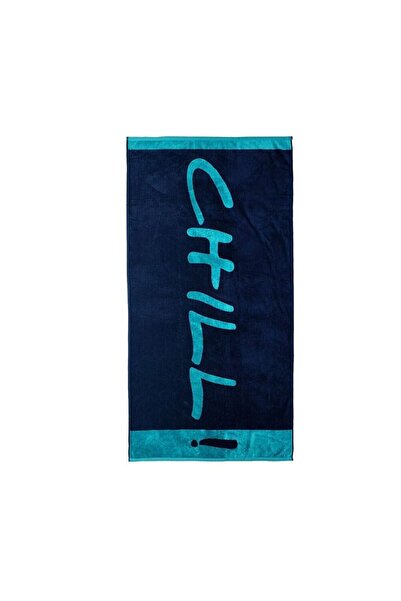 OEM Prosop de plajă, 180x100 cm, bumbac, albastru cu mesaj