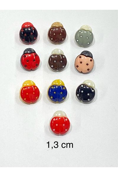 karantuhafiye Baby Button / Ladybug Model 2 / 10 Pieces / Floor Black