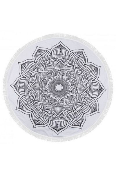 Lenjerii Deosebite Prosop de plajă rotund 100% bumbac cu franjuri, Fouta Indian Sun