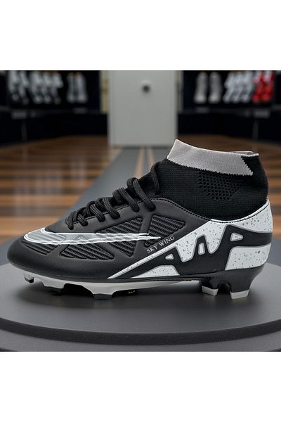 Sky Wing C9838 Football Boots, With Ankle Strap And Cleats, For Grass Or Synthetic 33 Black