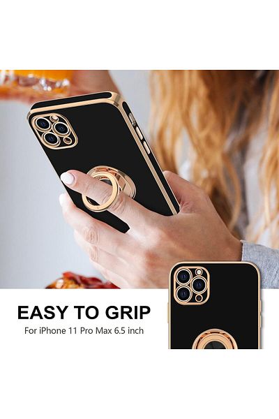 Generic Phone Case For iPhone 13 Pro Max 360°Rotatable Ring Holder Magnetic Kickstand , Girl Women Boy