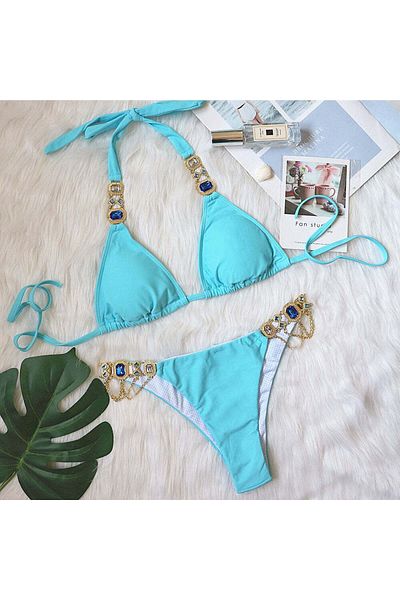 WildFashion Costum de baie in 2 piese accesorizat cu pietre si strasuri SW2546-48