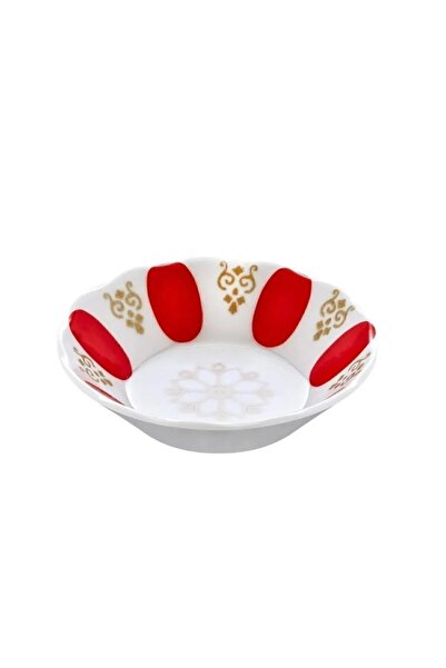 keyfisepet en keyifli sepet 6'lı Melamin Osmanlı Desenli Çay Tabağı Seti – Kırmızı ve Altın Motifli