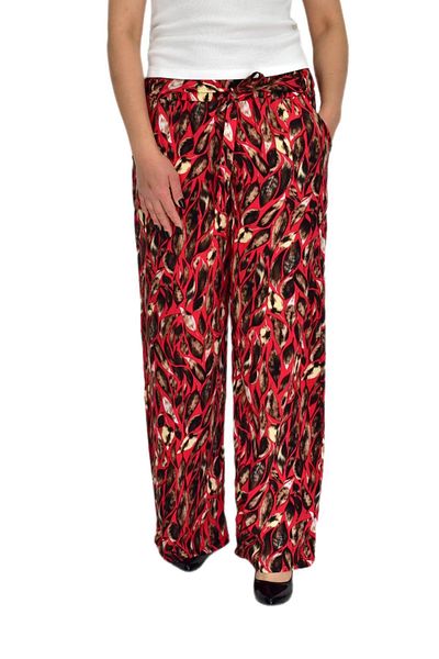 BAGLAN Women's Printed Loose-Legged Elastic Lace-Up Trousers Bgl-St04626