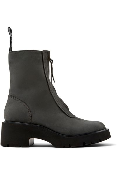 CAMPER Women's Grey High Block Heel Winter Boots With Trendy Zipper Detail And Comfortable Sole Milah