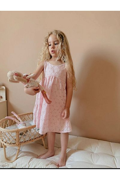 Patriko Girl's Powder Pink Color Fisto Lined Summer Stylish Romantic Dress