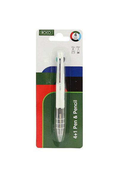 Roco Jet 4+1 Multi-Function Ballpoint Pen – 4 Ink Colors + Mechanical Pencil – 0.7 mm Pen / 0.5 mm Pencil