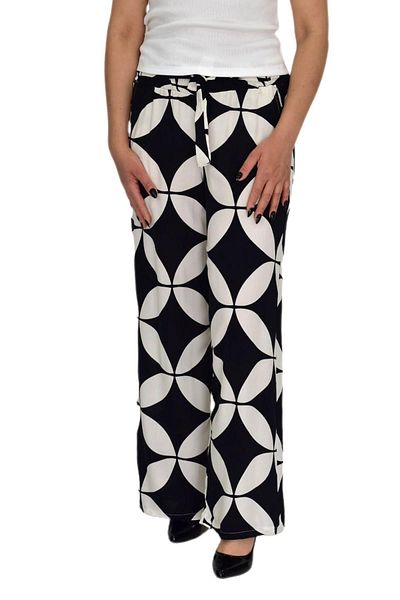BAGLAN Women's Printed Loose-Legged Elastic Lace-Up Trousers Bgl-St04626