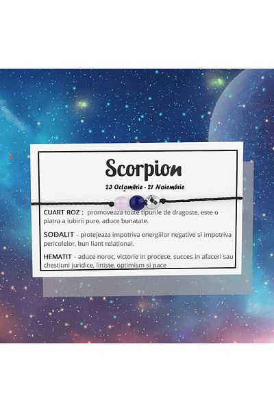 animis beauty Bratara zodia Scorpion, reglabila, din pietre naturale semipretioase, unisex