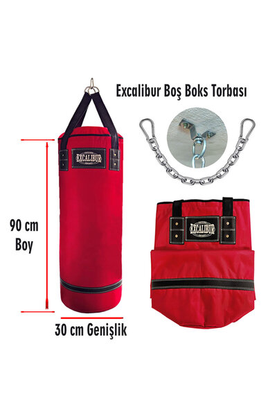 Excalibur Polystar Boş Boks Kum Torbası 90 x 30 cm Kırmızı
