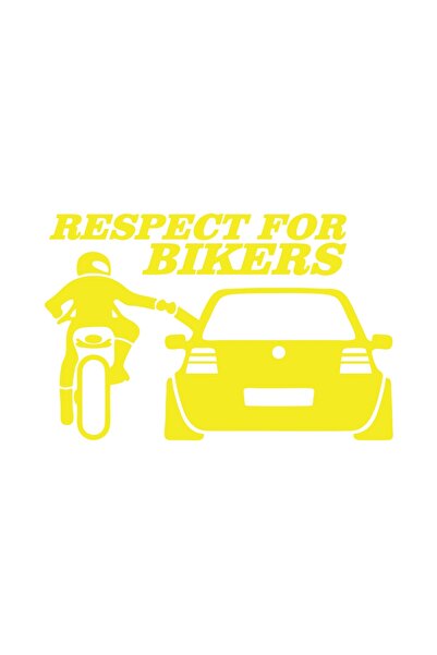 Reysa Tasarım Respect for Bikers Car Sticker 17X17 cm Yellow