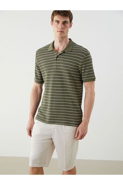 LC Waikiki Southblue Polo Neck Striped Men's T-Shirt