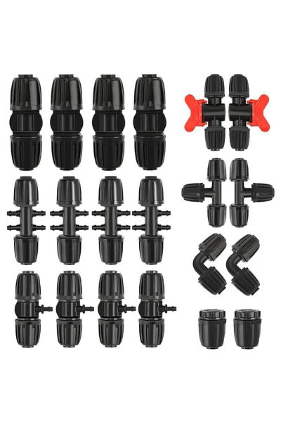 Belhome Set of 20 Belhome irrigation connectors, plastic, black/red