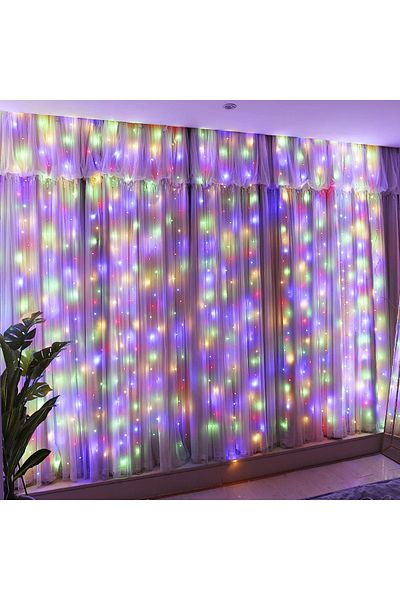 Teno Teno® Curtain Christmas Installation, 3x3 m, 8 light effects, 320 LEDs, multicolor