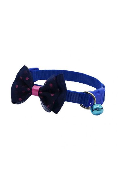 Ropet Adjustable collar with bow for dogs and cats, 22-33cm/10mm, Blue, Ropet