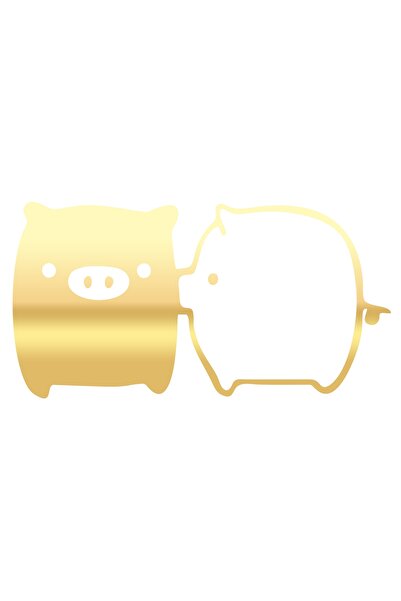 Reysa Tasarım Cute Pigs Car Sticker 17X17 cm Gold