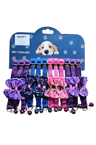 Ropet Set of 12 ROPET® bow collars, Adjustable, PVC / PP, Multicolor