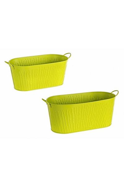 Bizzotto Set 2 ghivece zincate verde 32x16x13,5 cm, 28x14,5x12,5 cm